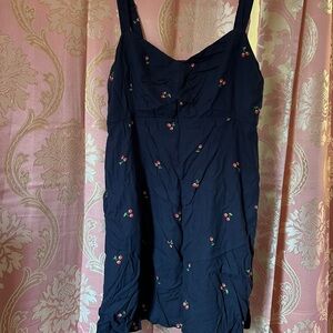 Old Navy Navy Blue Mini Dress with Cherry Print